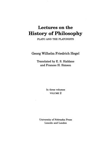 Lectures on the history of philosophy, Vol. 2