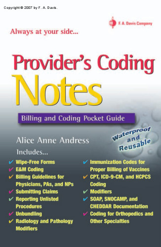Provider's Coding Notes: Billiing and Coding Pocket Guide