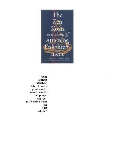 Zen Koan as a Means of Attaining Enlightenment