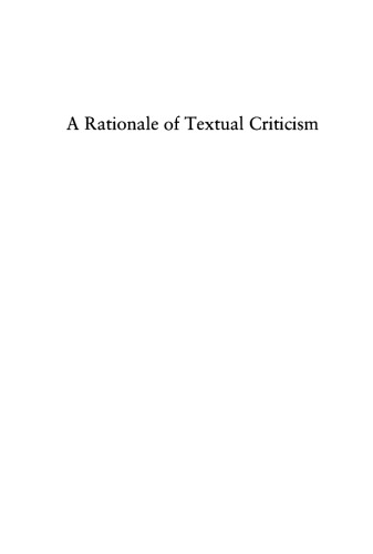 A Rationale of Textual Criticism