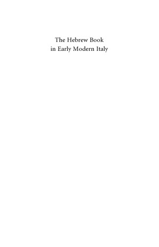 The Hebrew Book in Early Modern Italy
