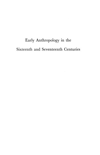 Early Anthropology in the Sixteenth and Seventeenth Centuries