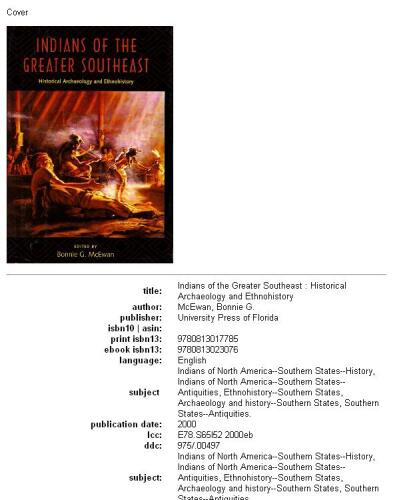 Indians of the Greater Southeast: Historical Archaeology and Ethnohistory