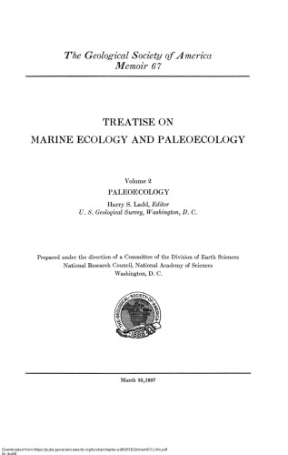 Treatise on Marine Ecology and Paleoecology