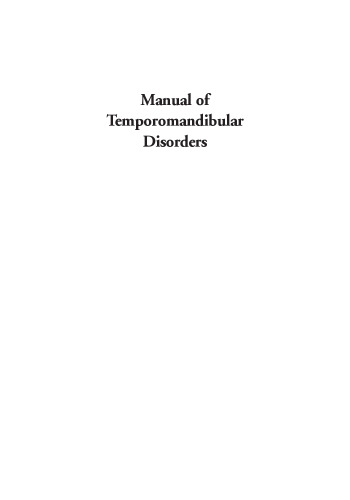 Manual of Temporomandibular Disorders