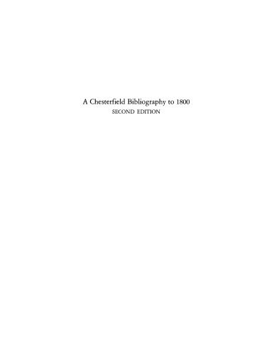 A Chesterfield bibliography to 1800