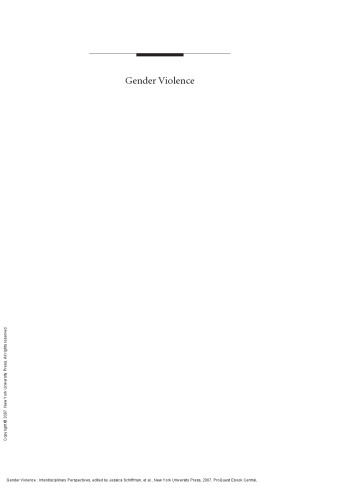 Gender Violence: Interdisciplinary Perspectives