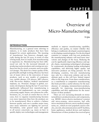 Micro-Manufacturing Engineering and Technology