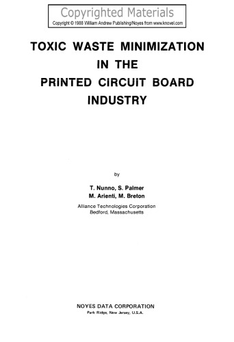 Toxic Waste Minimization in the Printed Circuit Board Industry