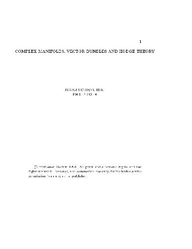 Complex manifolds, vector bundles and Hodge theory