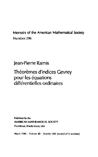 Theoremes d'indices Gevrey pour les equations differentielles ordinaires