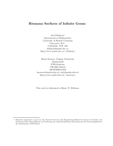 Riemann Surfaces of Infinite Genus