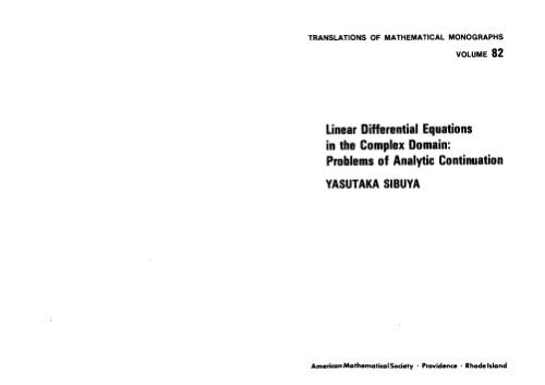 Linear ODE in complex domain. Analytic continuation
