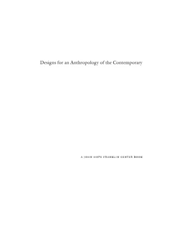 Designs for an Anthropology of the Contemporary