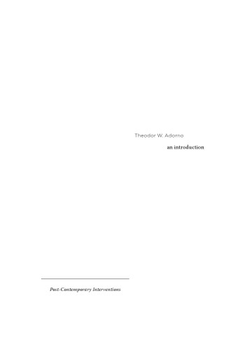 Theodor W. Adorno: An Introduction