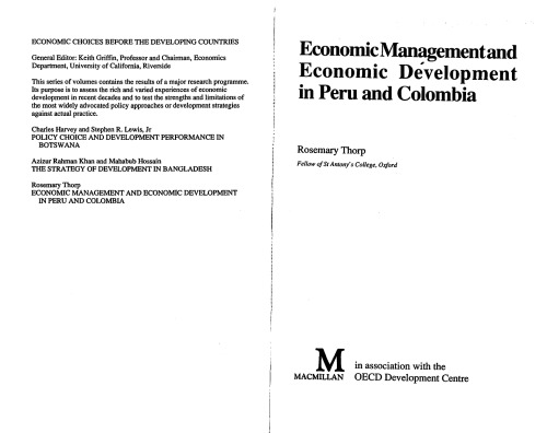 Economic Management and Economic Development in Peru and Columbia (Pitt Latin American Series)