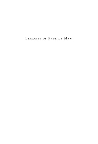 Legacies of Paul de Man