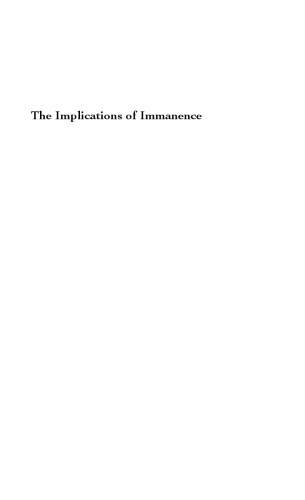 The implications of immanence : toward a new concept of life