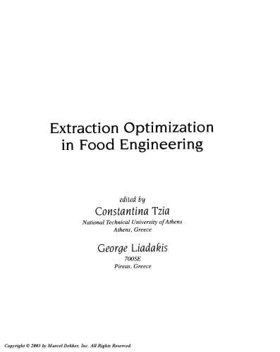 Extraction Optimization in Food Engineering