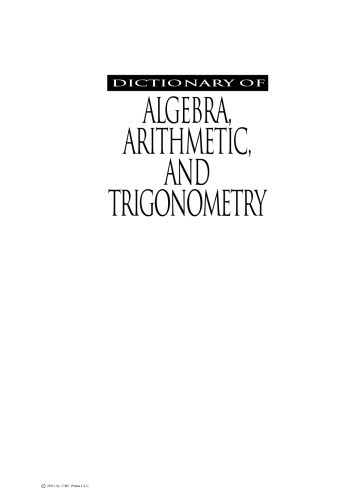 Dictionary of Algebra, Arithmetic, and Trigonometry