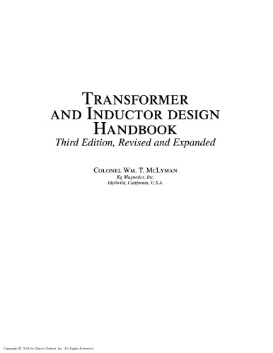 Transformer and inductor design handbook