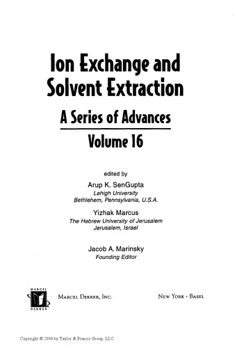 Ion Exchange and Solvent Extraction Volume 16