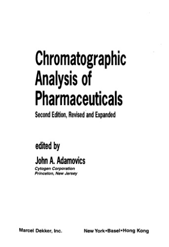 Chromatografic Analysis of Pharmaceuticals