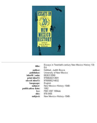 Essays in Twentieth-Century New Mexico History