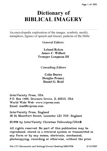 Dictionary of Biblical Imagery