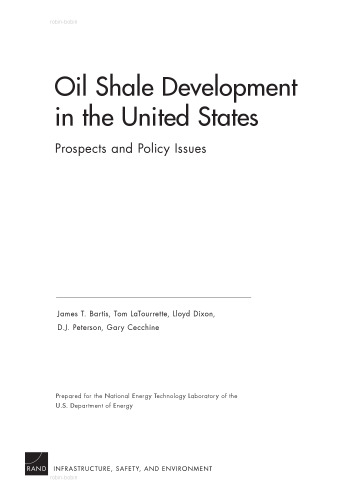 Oil Shale Development in the United States: Prospects and Policy Issues