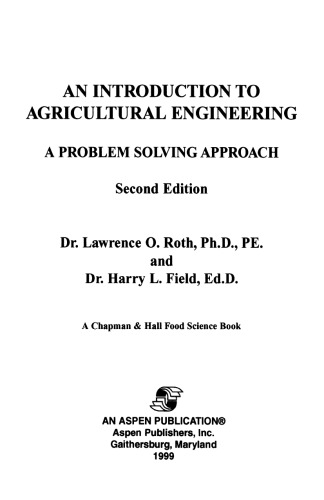 Introduction to Agricultural Engineering: A Problem Solving Approach