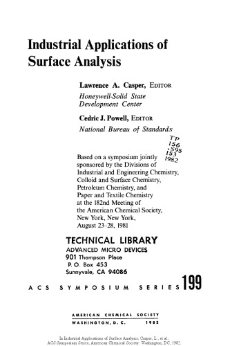 Industrial Applications of Surface Analysis