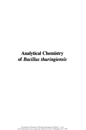 Analytical Chemistry of Bacillus thuringiensis