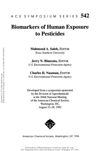 Biomarkers of Human Exposure to Pesticides