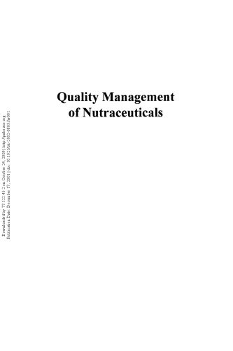 Quality Management of Nutraceuticals