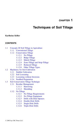 Soil Tillage in Agroecosystems