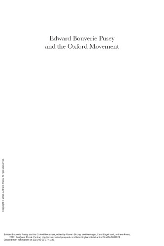 Edward Bouverie Pusey and the Oxford Movement (Anthem Nineteenth-Century Series)