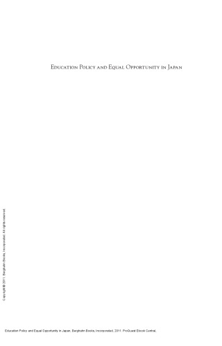 Education Policy and Equal Opportunity in Japan