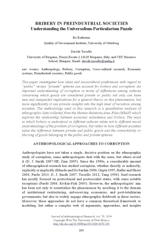 Bribery in Preindustrial Societies