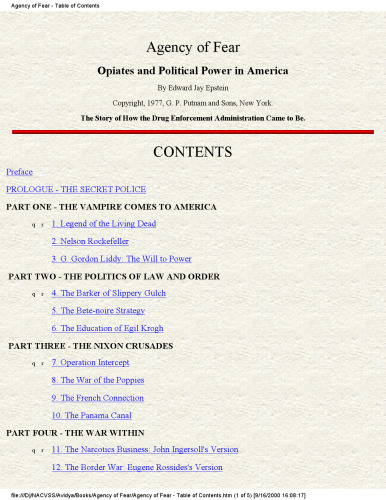 Agency of Fear: Opiates and Political Power in America (Rev)