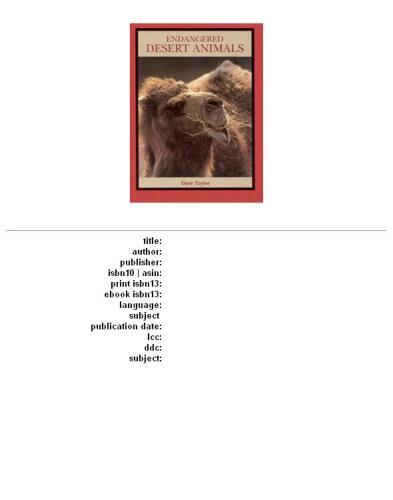Endangered Desert Animals (The Endangered Animals Series)