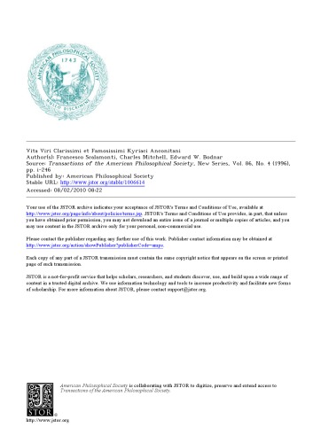 Vita Viri Clarissimi Et Famosissimi Kyriaci Anconitani (Transactions of the American Philosophical Society)