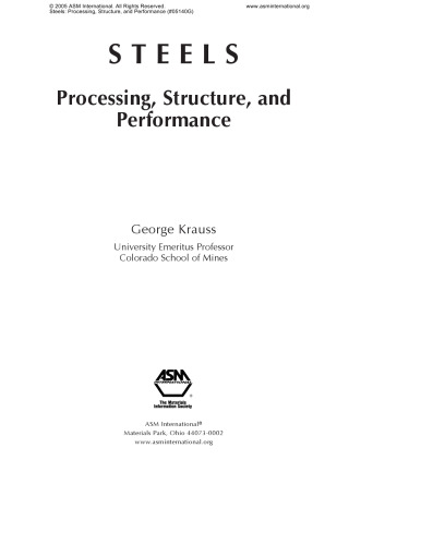 Steels Processing Structure and Performance