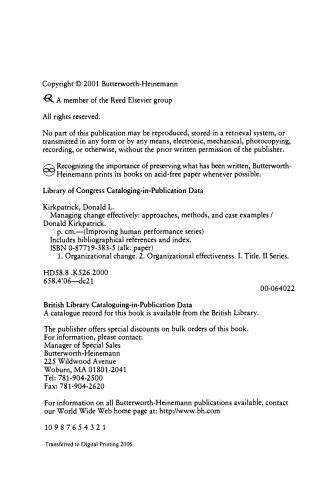 Managing Change Effectively. Approaches, Methods, and Case Examples