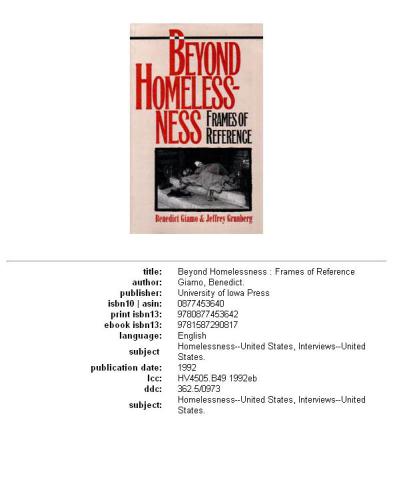 Beyond Homelessness: Frames of Reference