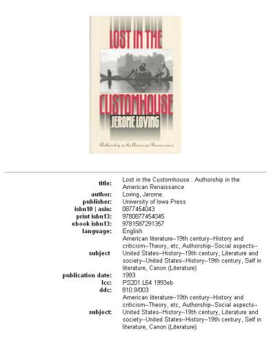 Lost in the Customhouse: Authorship in the American Renaissance