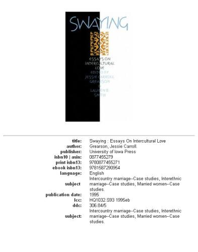 Swaying: Essays on Intercultural Love