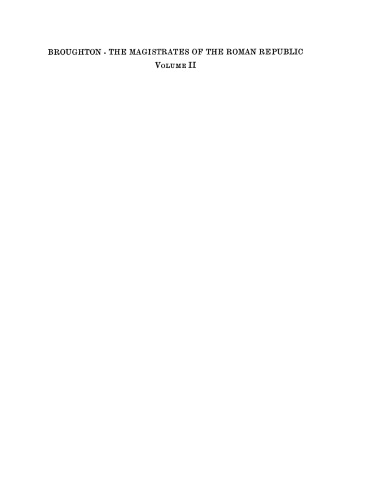 The magistrates of the Roman Republic, Vol. 2