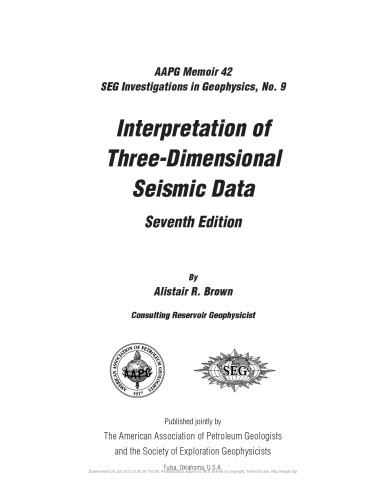 Interpretation of Three-Dimensional Seismic Data, 7th Edition