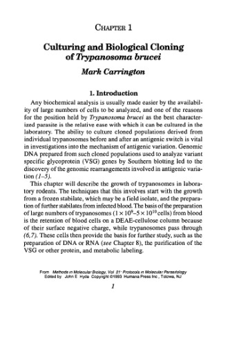Protocols in Molecular Parasitology